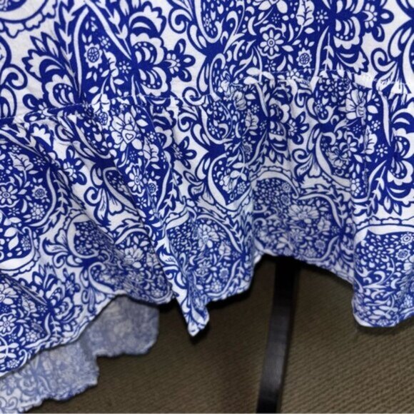 Buenos Ninos Women’s Large Spaghetti Strap Sundress Blue Patterned Maxi - Picture 6 of 8